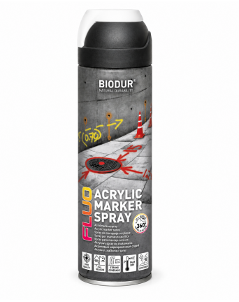 Aerozoliniai konstrukcijų žymėjimo dažai BIODUR, fluo balti, 500 ml